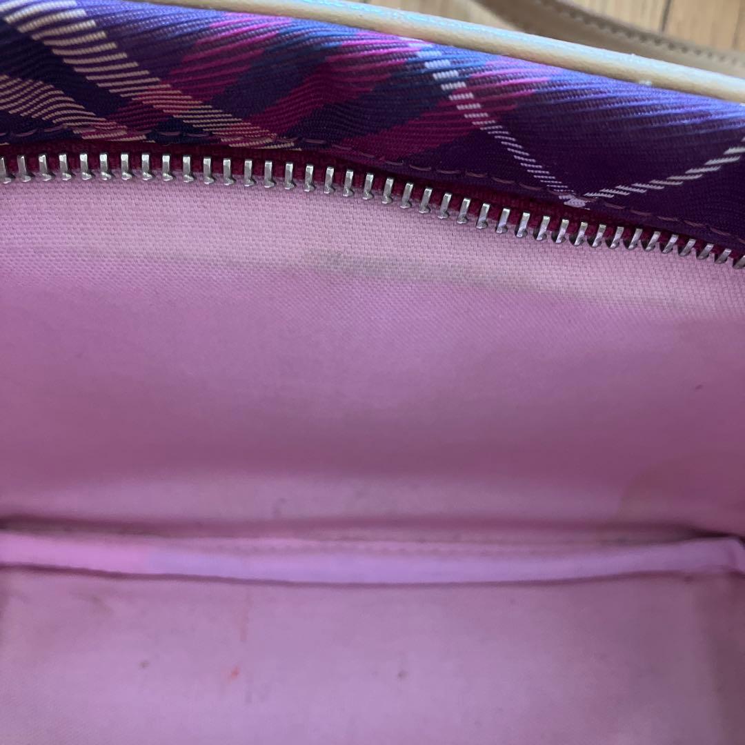 バーバリーブルーレーベル チェック柄ショルダーバッグ ボルドーピンク系