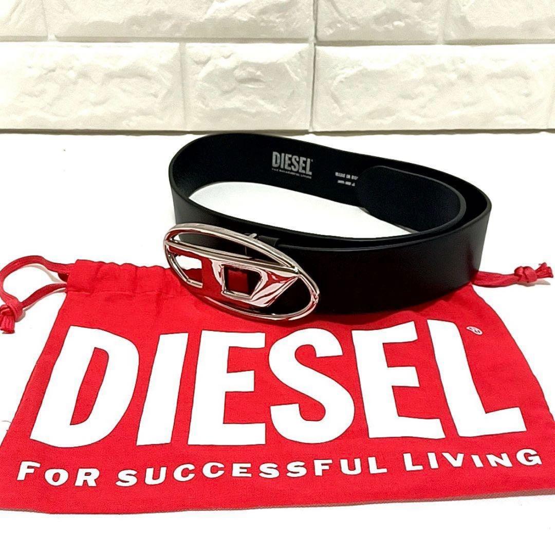 【美品】DIESEL　ディーゼル　メタルDバックル　カウレザー　ベルト　ブラック Amazon | [Diesel] [ディーゼル] メンズ カウレザー メタルプレート