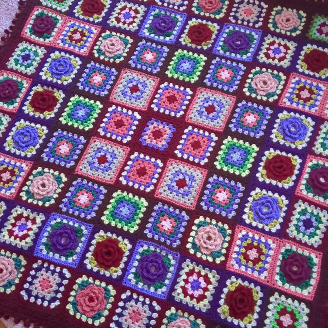 モチーフ編み マルチカバー大判 ベッド こたつ ソファーカバー ブランケット cotton100％ 手編みのマルチカバー/ブランケット/こたつカバー/ベッド