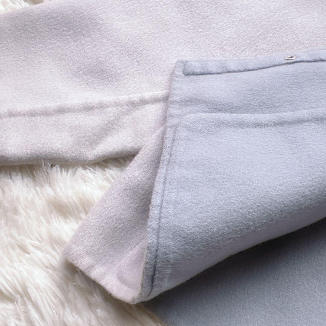 美品 HERMÈSエルメス カシミヤ ショート ノーカラー コート ブルー