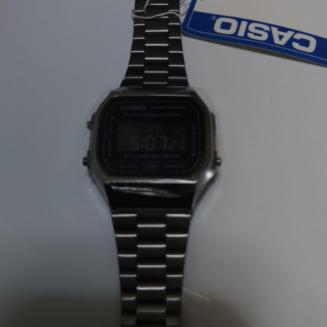 新品未使用】カシオメタルバンド ガンメタ A168WGG-1B 海外モデル
