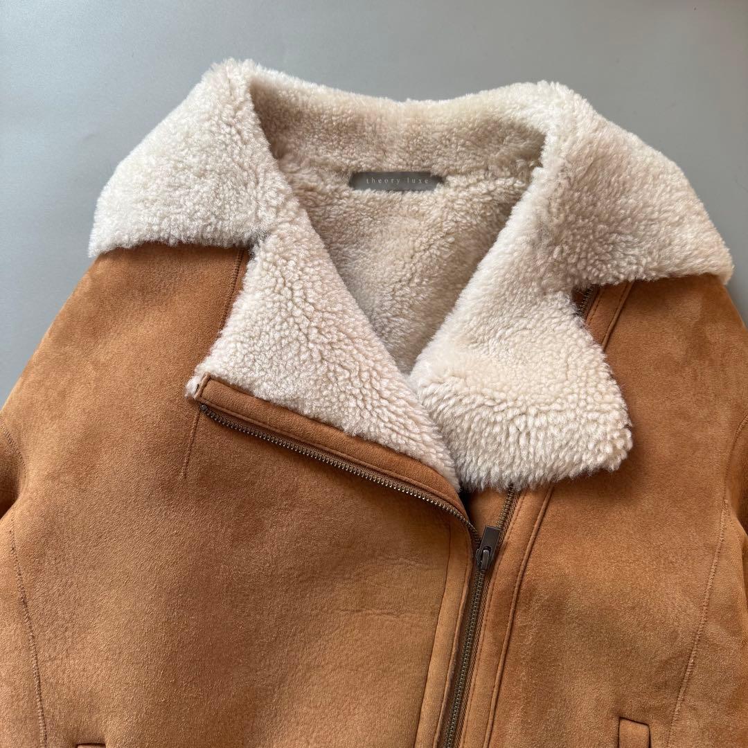 セオリーリュクス キャメル ムートン ジャケット ボア ライダース
