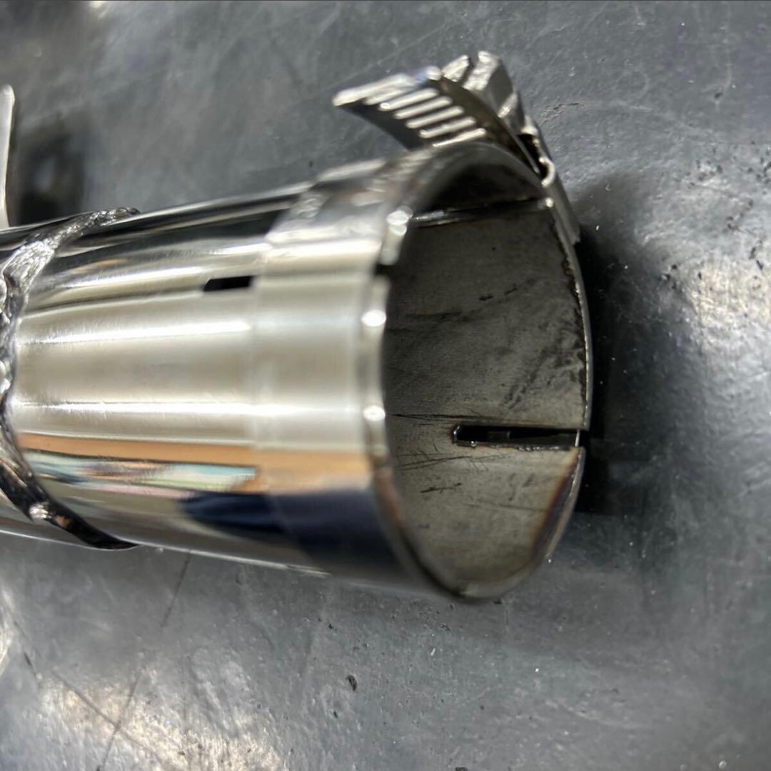 SR400 ワンオフ ステンレス鏡面ベリーショートスラッシュカットマフ