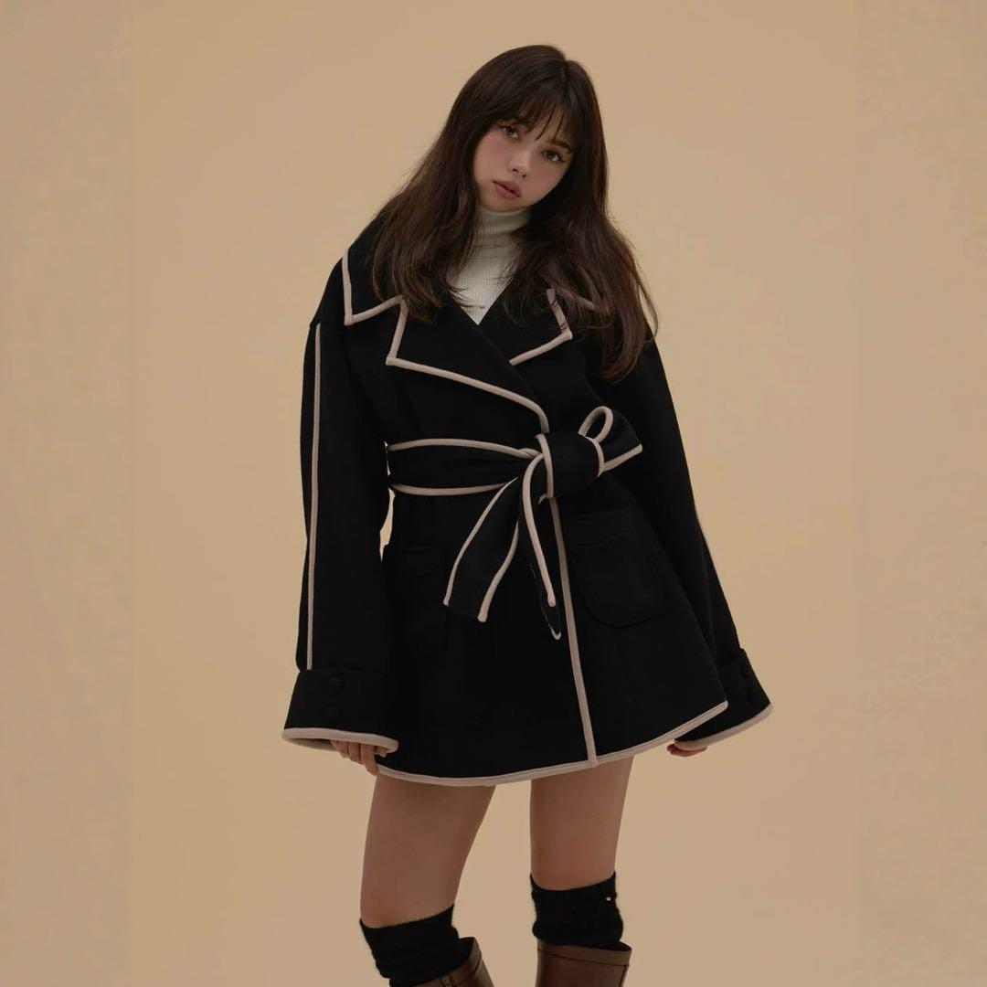Andmary Ange wool short coat ウールコート ブラック ANDMARY】Ange wool short coat