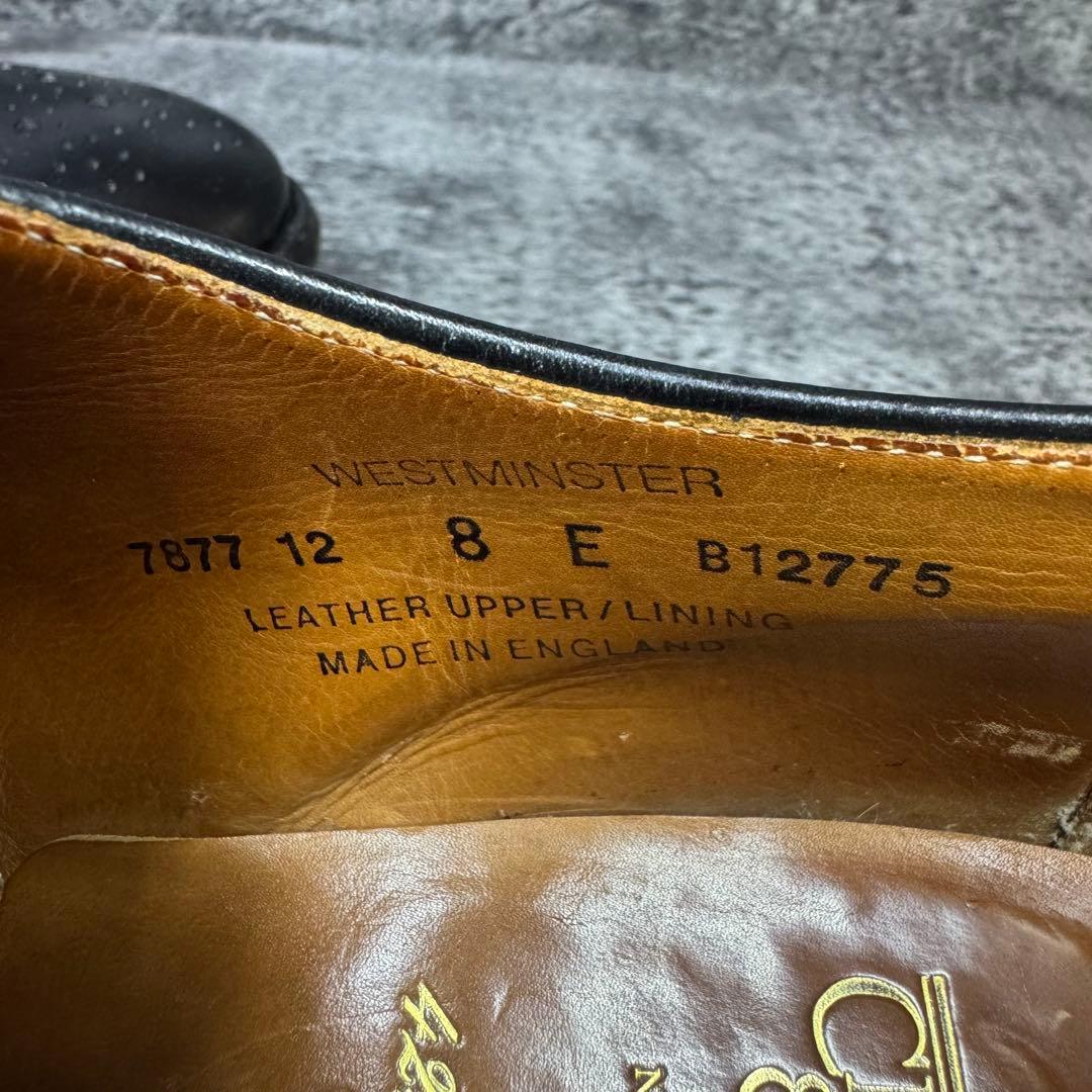 美品】クロケット＆ジョーンズ ストレート メダリオン 8E 黒 レザー