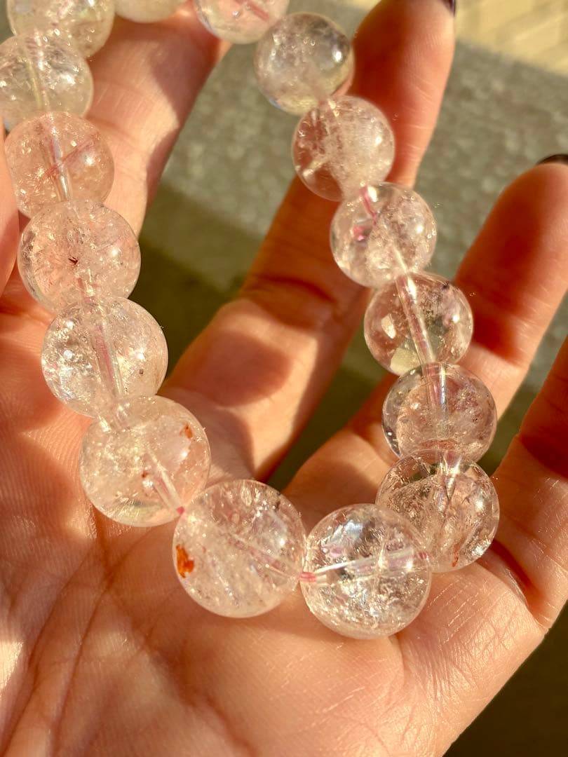 キラキラ綺麗✨アメリカ産 ピンクアゼツライト 大玉ブレスレット