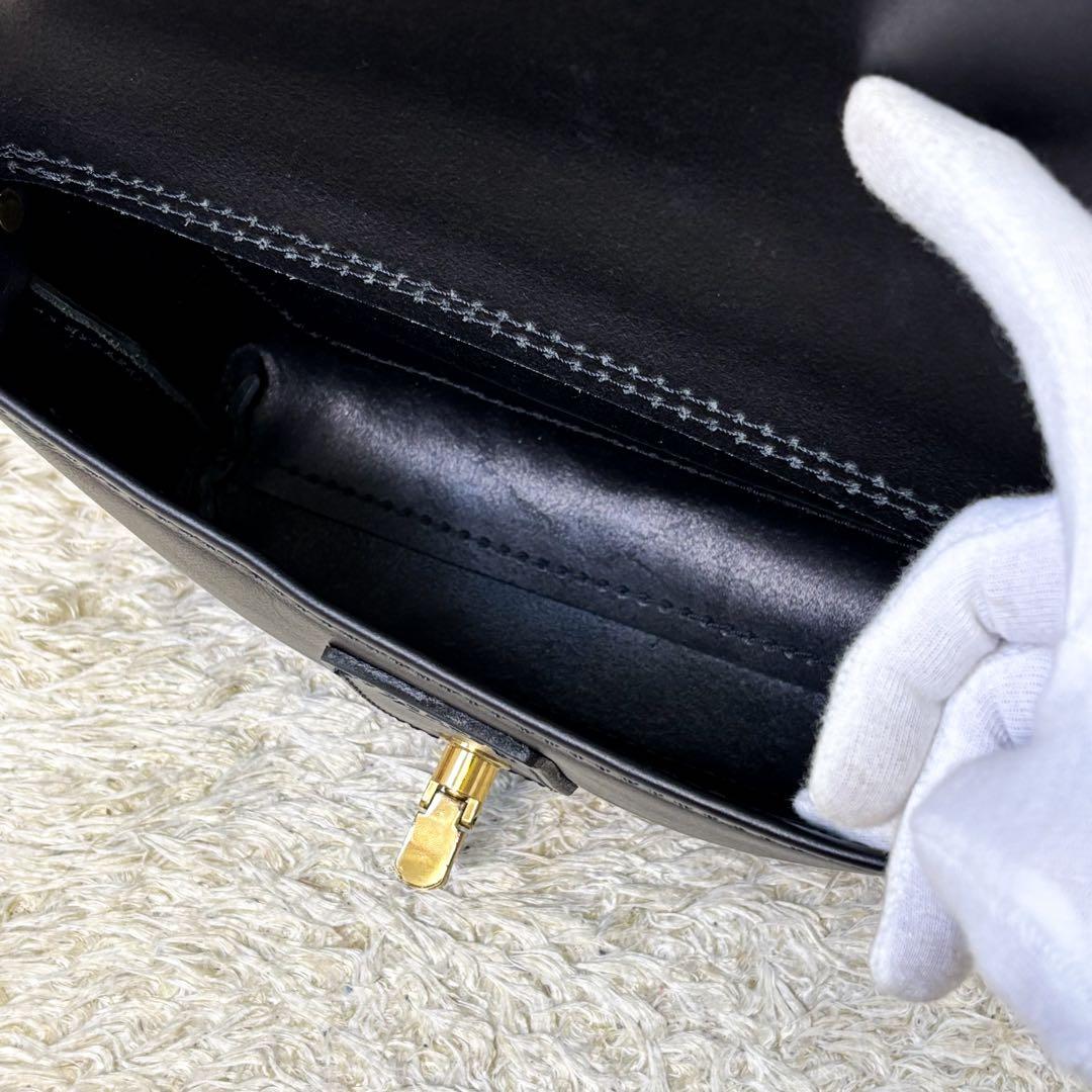 極美品】ヘルツ ライトミニショルダー ブラック 黒 クロスボディ 斜め