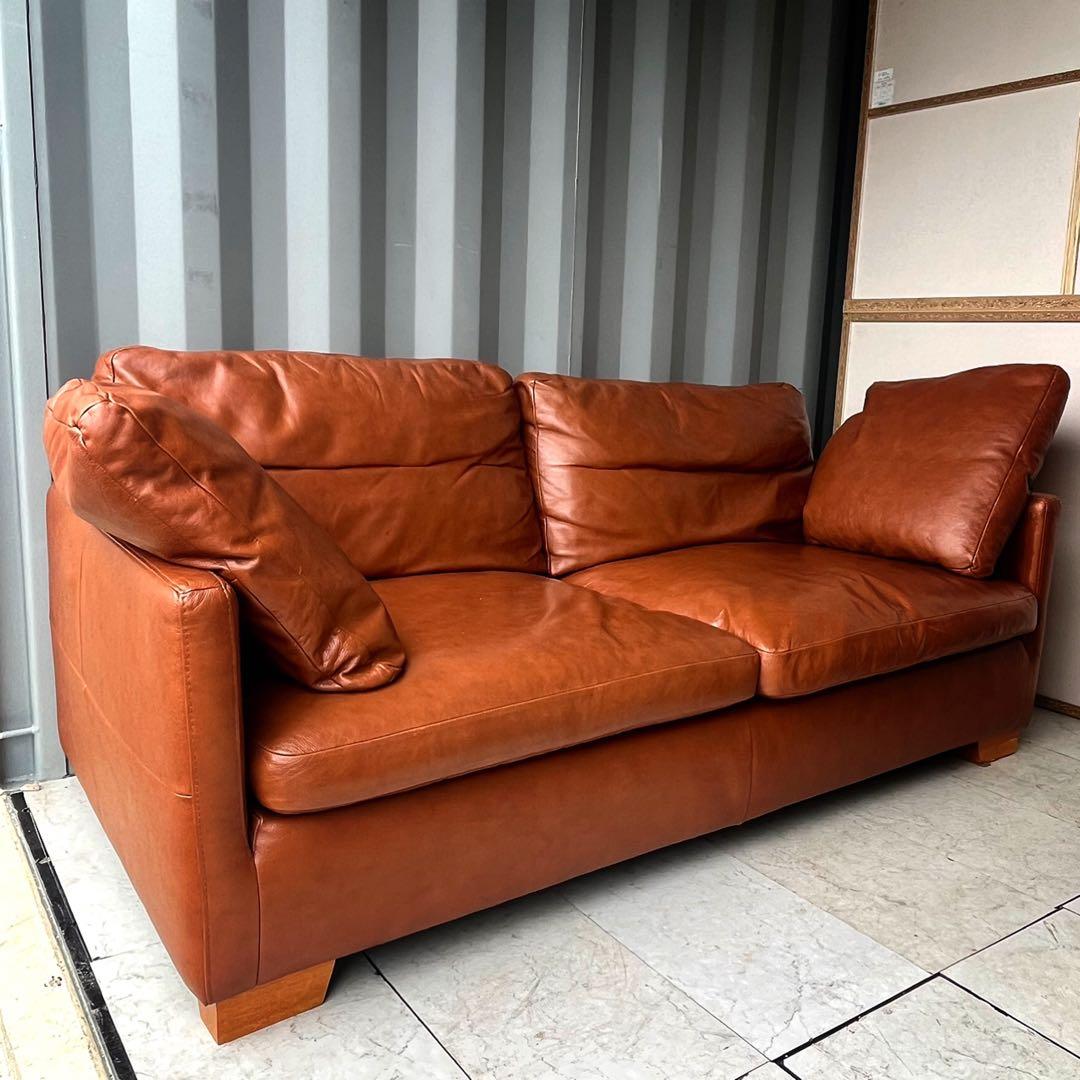 取付無料！ケユカ ゴーダ 本革キャメル フェザークッション高級ソファ