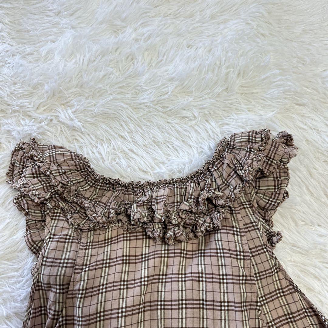 バーバリーブルーレーベル ノバチェック フリルチュニックワンピース