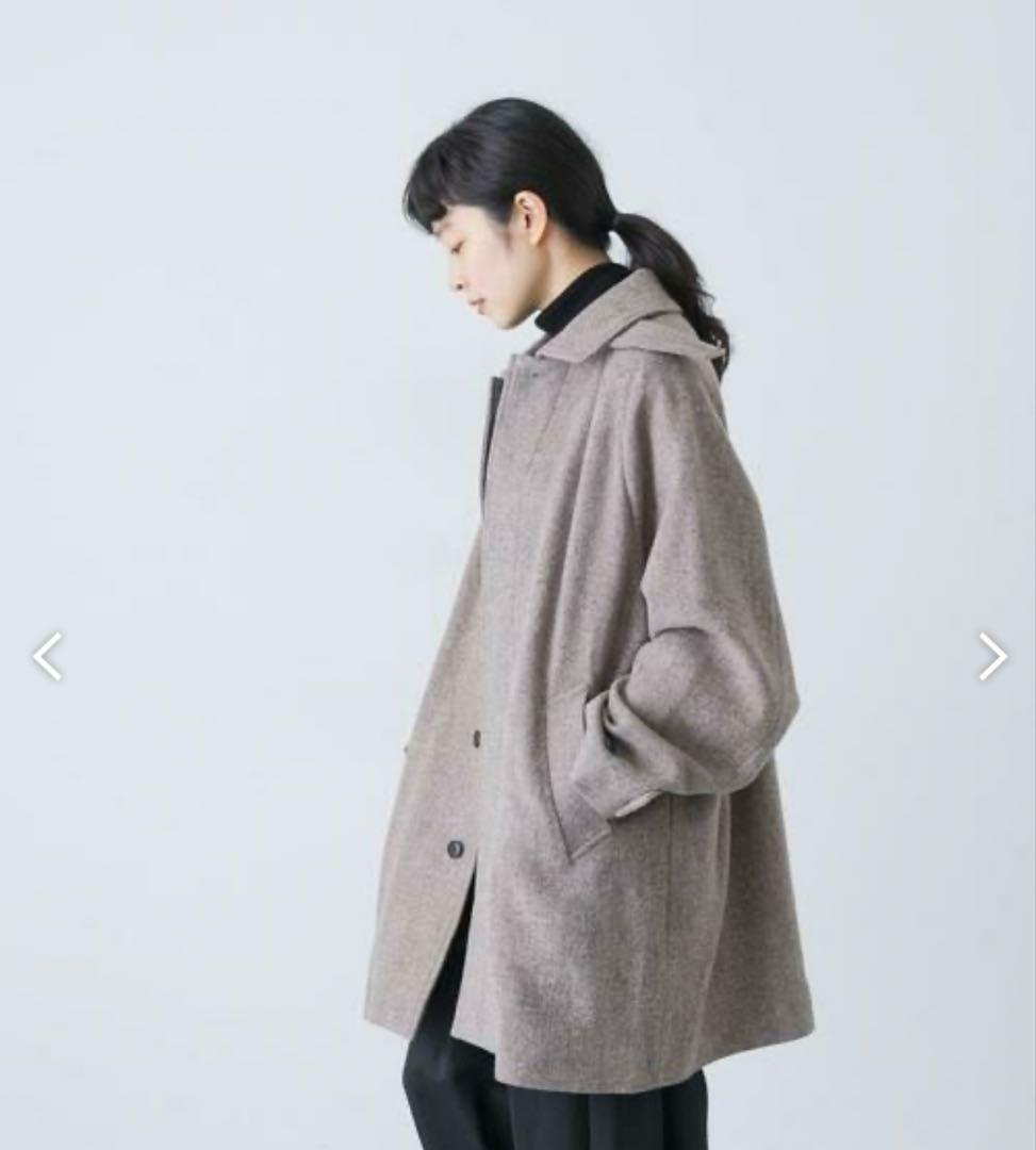新品タグ付 かぐれ ヘリンボンウールショートコート ベージュ 今季完売