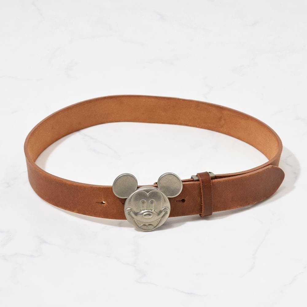 90s vintage DISNEY ミッキー 金属バックル レザーベルト - メルカリ