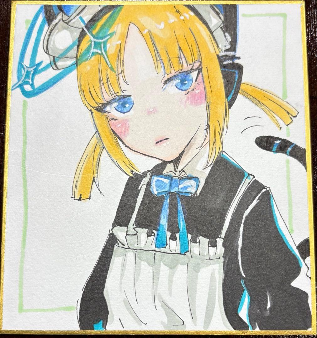 才羽アオ 手描き イラスト 色紙 ブルアカ 創作 アナログ - メルカリ