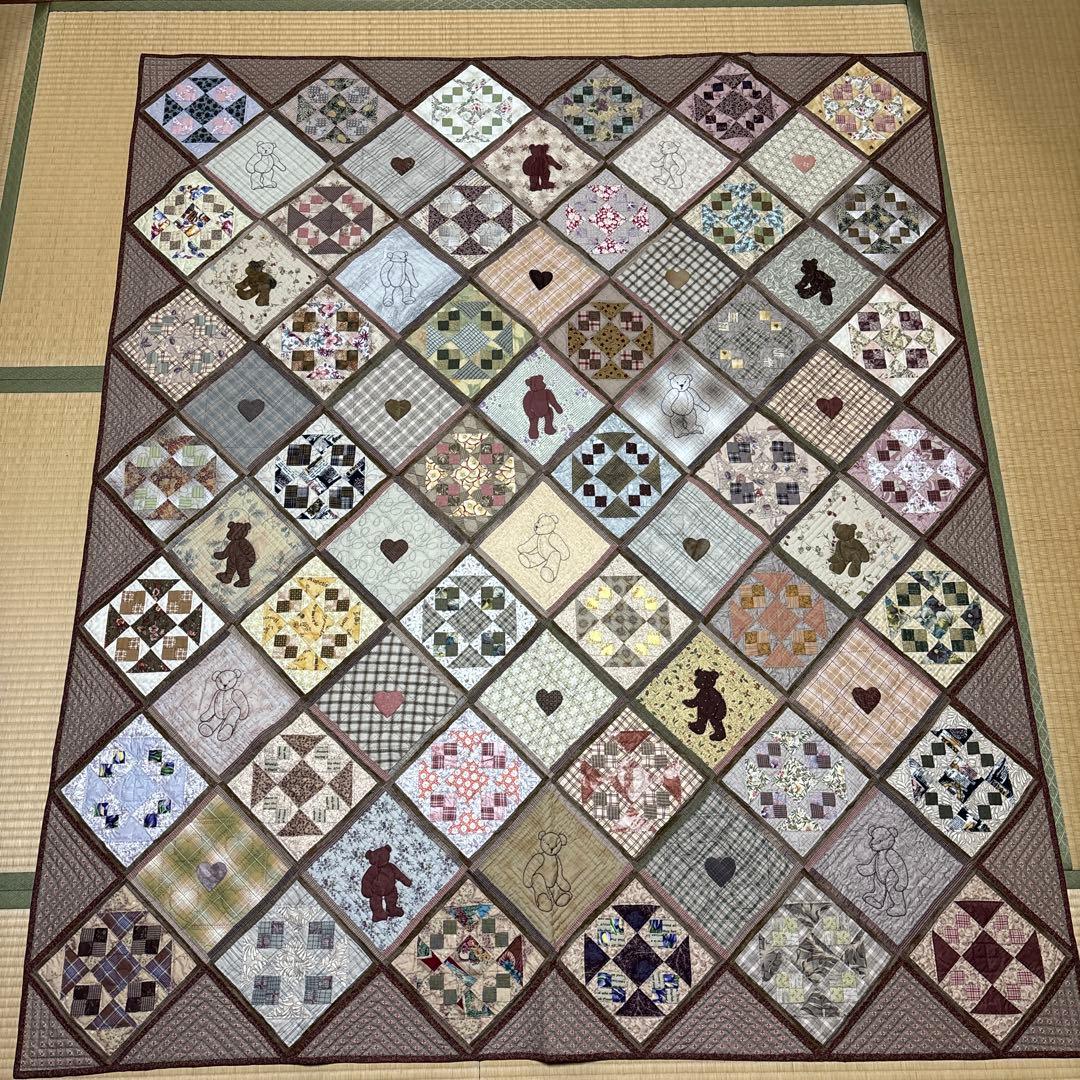 手作り大判パッチワークキルト タペストリー 予約品☆四季の森☆秋のパッチワークキルトタペストリー タペストリー