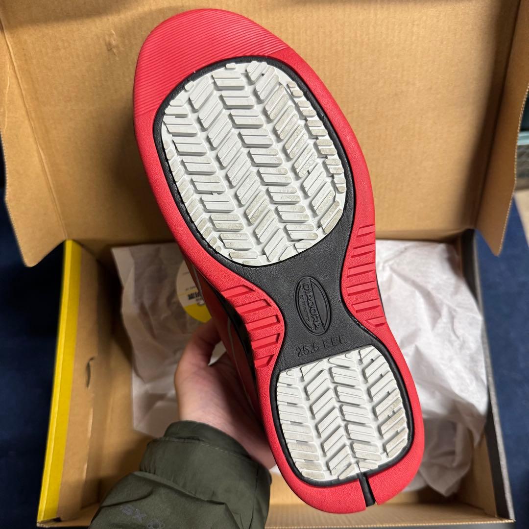 【24.5cm】安全靴 作業靴 ディアドラ WK-32 マジックテープ 赤×黒