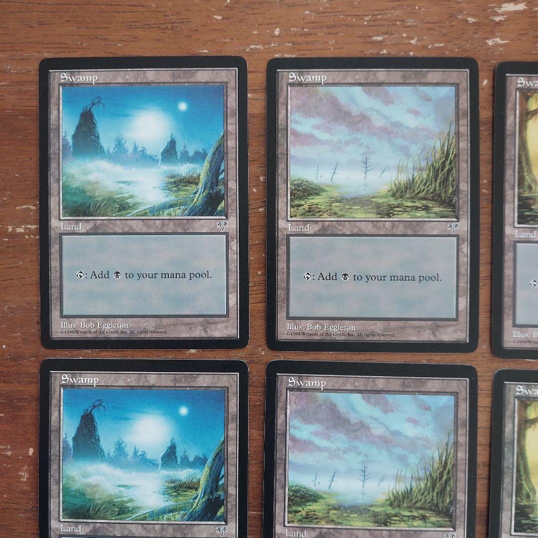 MTG 基本土地 沼 Swamp ミラージュ 英語版 4種類各3枚計12枚セット