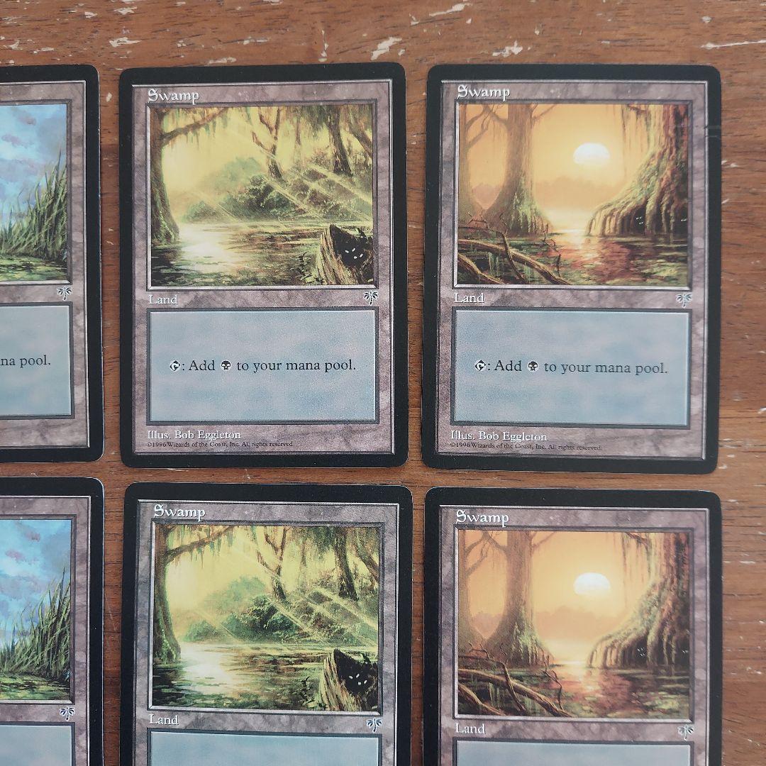 MTG 基本土地 沼 Swamp ミラージュ 英語版 4種類各3枚計12枚セット
