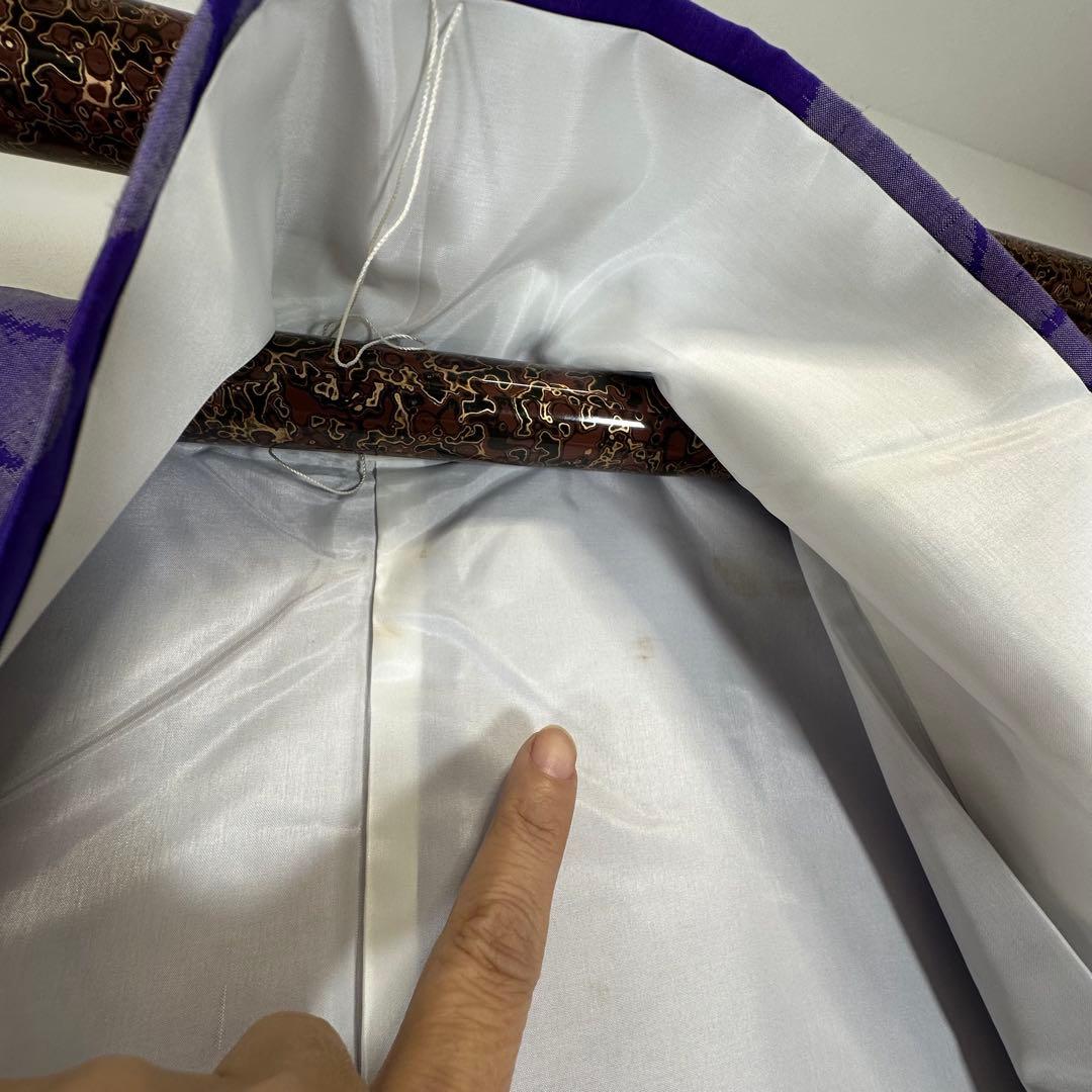 超美品 袷 正絹 着物 157 アンティーク ヴィンテージ 銘仙 紫 ぶどう