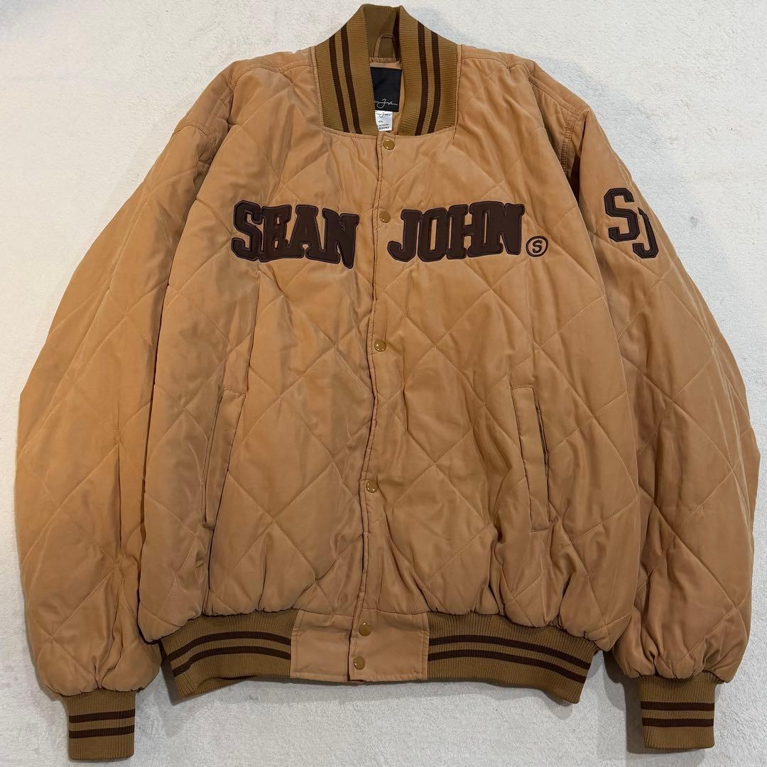 ショーンジョン　キルティングスタジャン　ワッペン　キャメル　キングサイズ　XXL 送料無料』Sean John ショーンジョン ウールスタジャン 2トーン