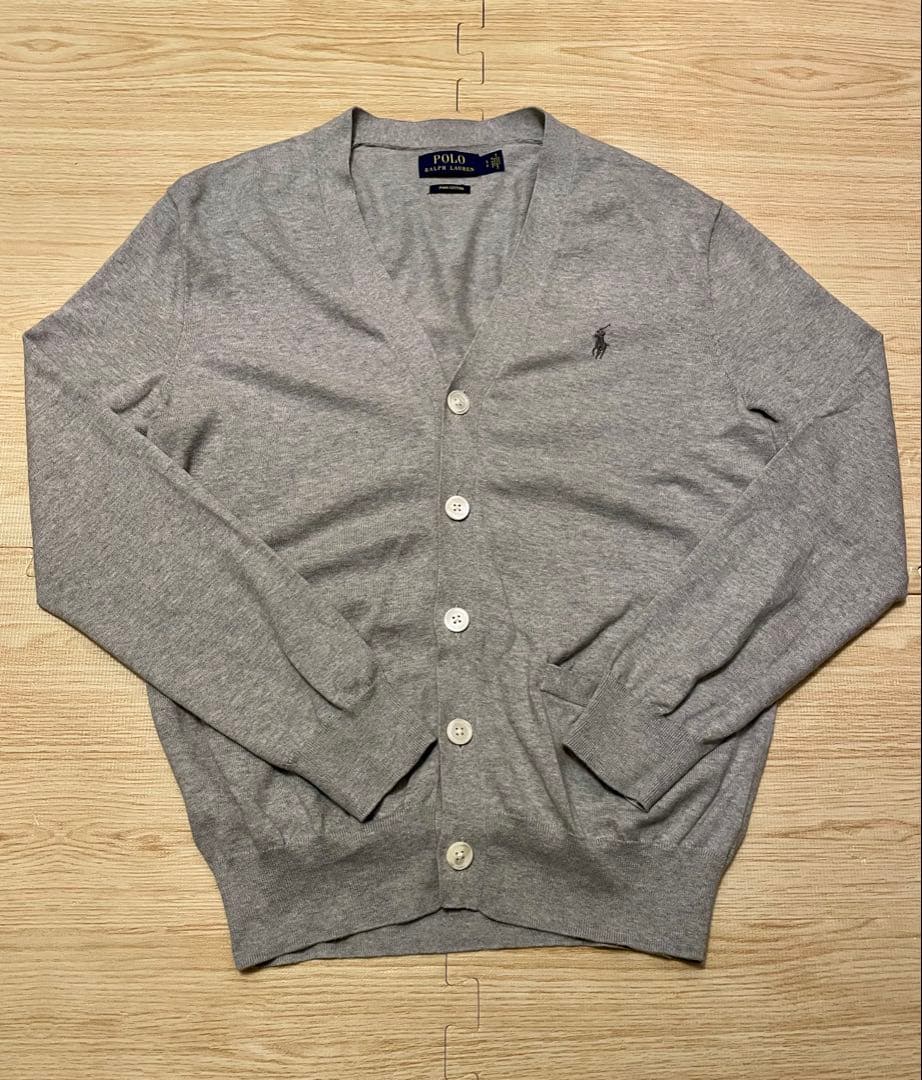ポロラルフローレン ピマコットン カーディガン グレー S - メルカリ