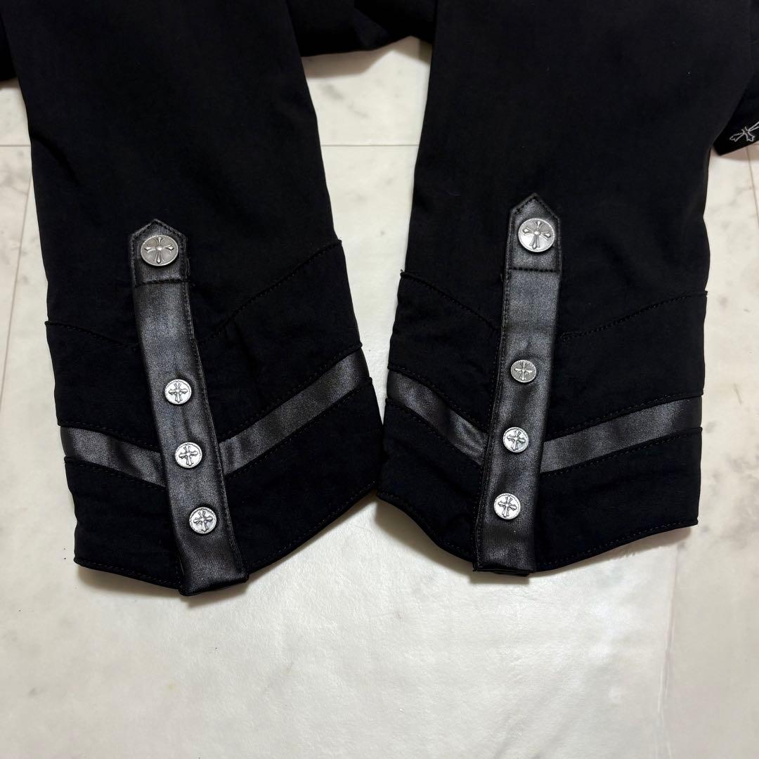 美品 オッズクローチェ 刺繍 スタッズ シャツ 十字架ボタン ゴシック