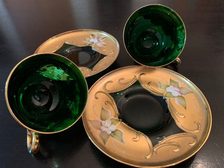 MURANO ムラノ • ベネチアン ガラス カップ＆ソーサー 2客 24金 - メルカリ