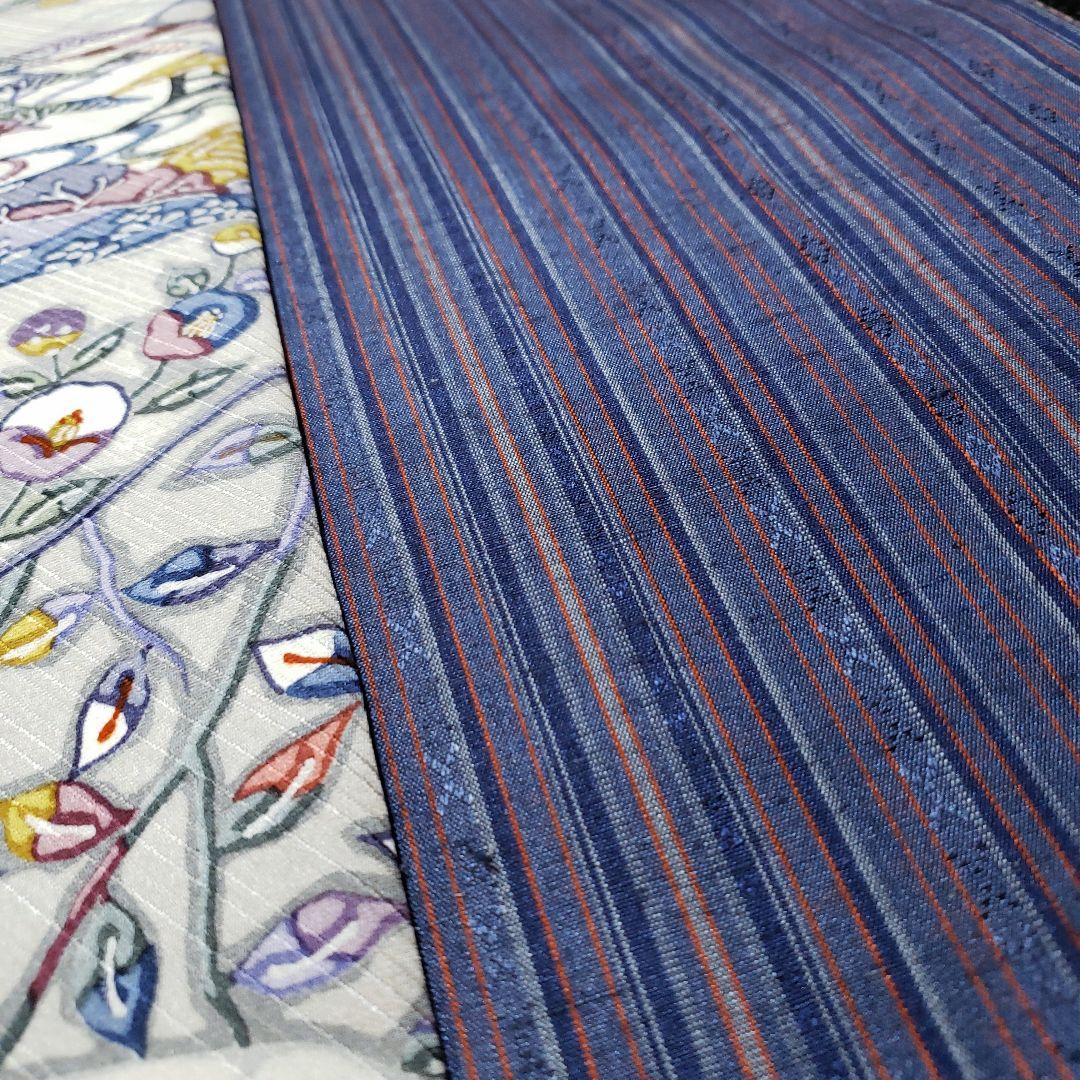 半幅帯 正絹 リバーシブル 紅型 丹後ちりめん 正絹紬 - メルカリ