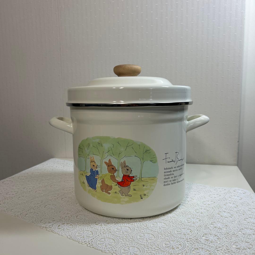 エジリー＊ホーローキャニスター＊ファミリーバニー・ストッカー・保存