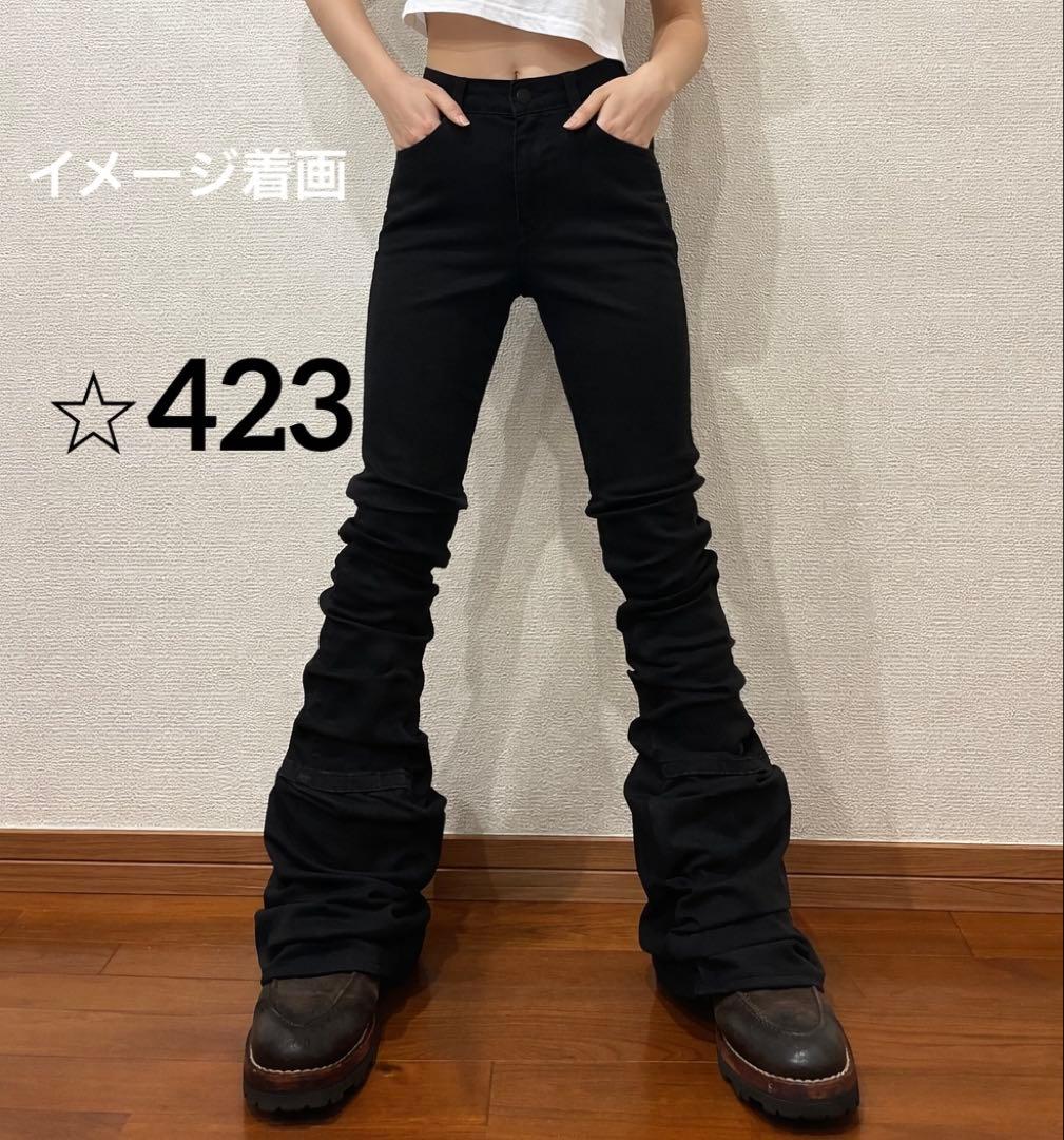 フレアデニム ロングレングスArchive 00s y2k レザー ブラック - メルカリ