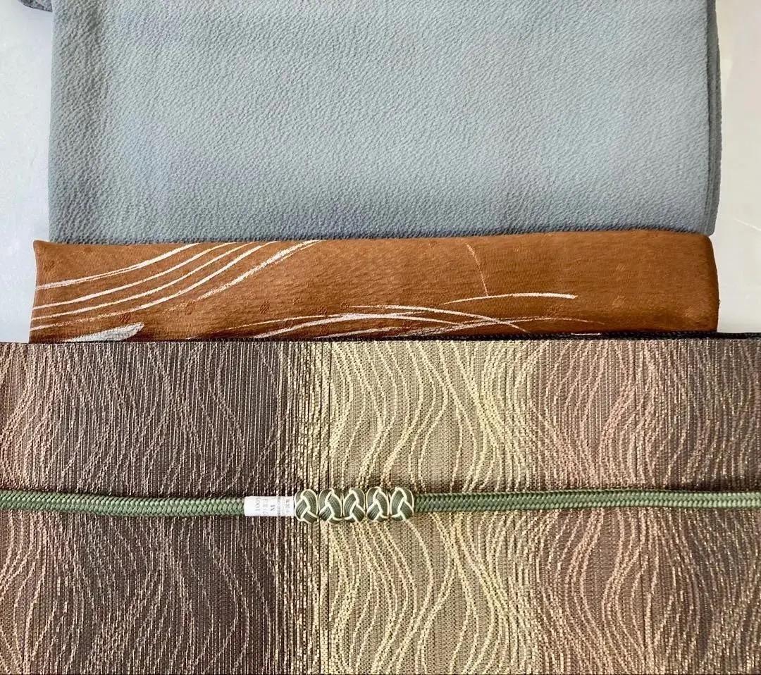 未使用 長期保存品 精緻な汕頭刺繍 上質正絹縮緬 訪問着 秀逸染め