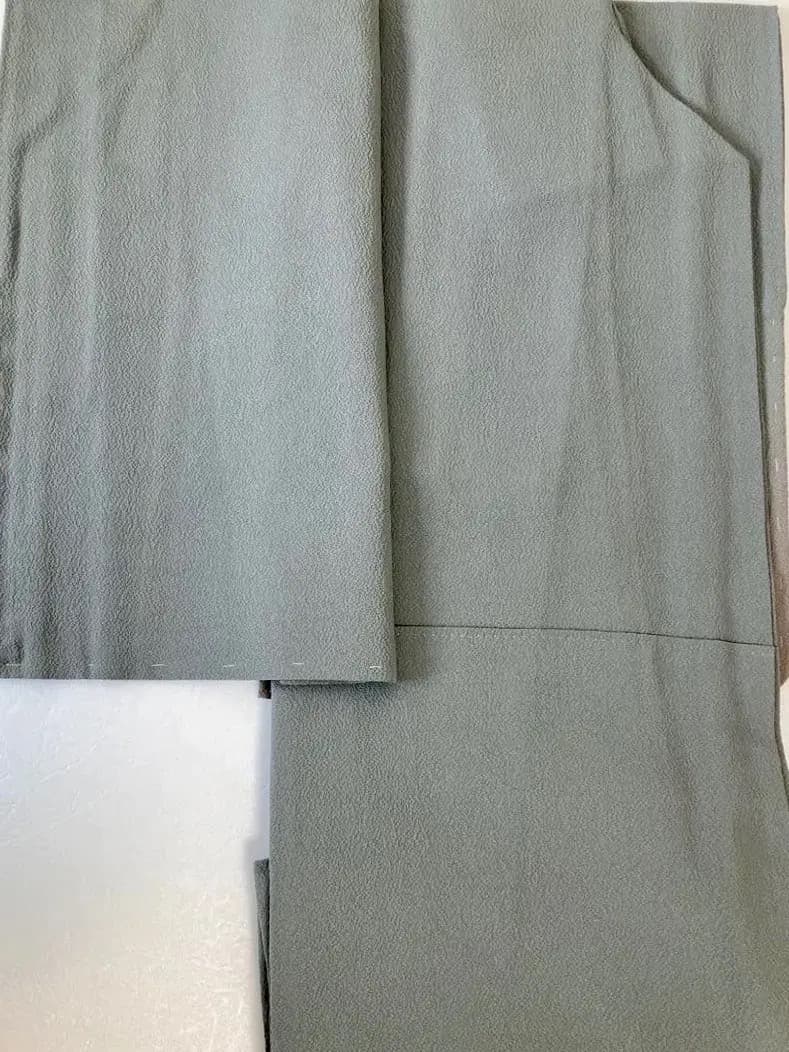 未使用 長期保存品 精緻な汕頭刺繍 上質正絹縮緬 訪問着 秀逸染め