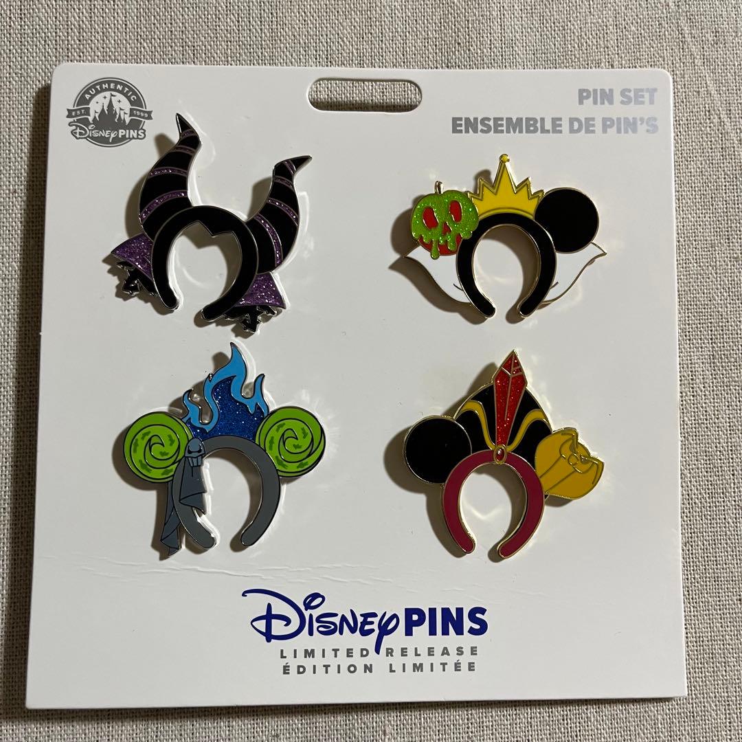 海外 ディズニー ヴィランズ カチューシャ ピンバッジ セット