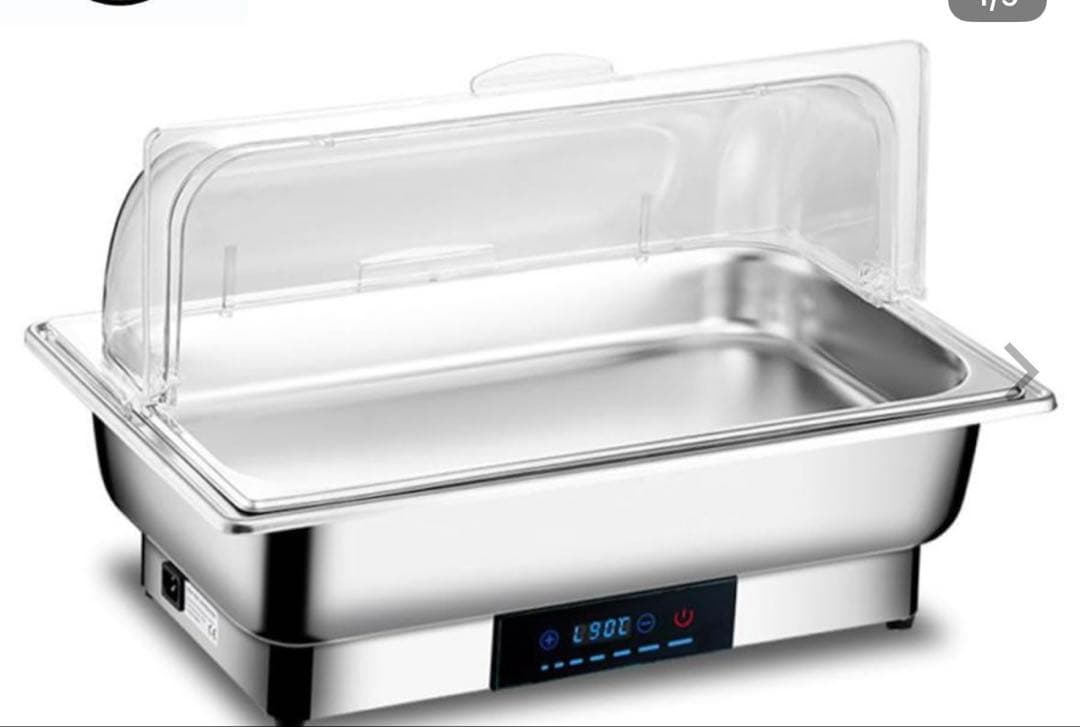 未使用 電気調理器 2槽式 600W ステンレス製トレイ付き