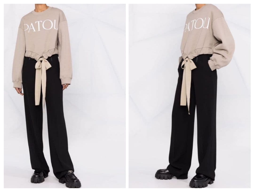 PATOU クロップドスウェット ベージュ リボン パトゥ - トップス