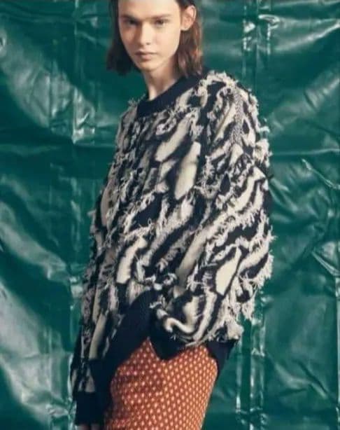 美品✨MAISON SPECIAL☆オーバーサイズ/フリンジ/立体ゼブラ/ニット