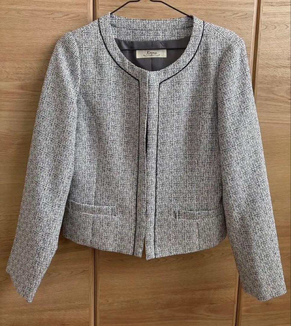 ツイード ノーカラー ジャケット 11号 フォーマル セレモニー - メルカリ