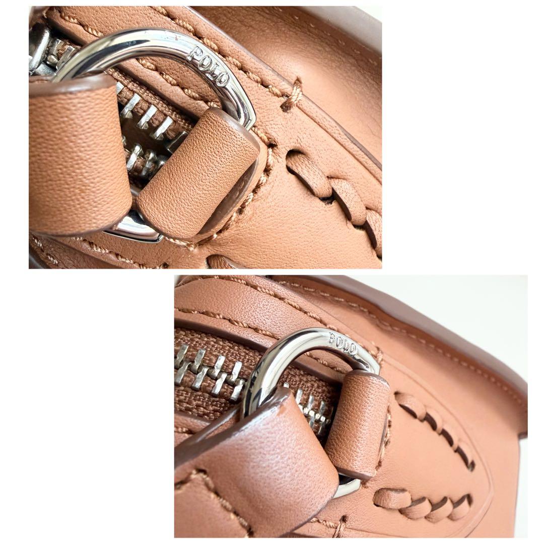 ポロラルフローレン】ショルダーバッグ レザー ブラウン 本革 ハーフ