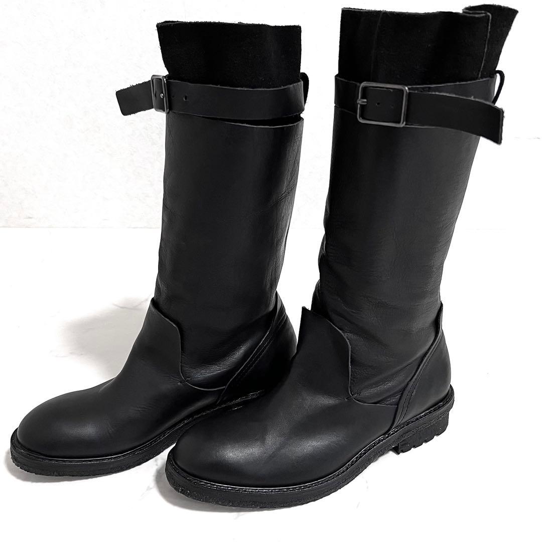 ZUCCA ロングブーツ エンジニア ベルト 黒 ブラック 本革 レザー Y2K V系 ブーツ メンズ 本革 エンジニアブーツ モード系 レザーブーツ 大人