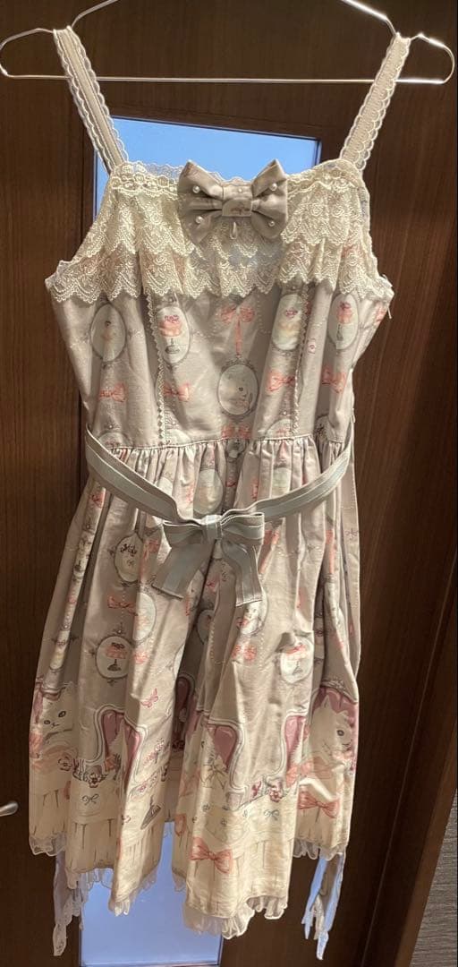 Angelic Pretty 猫のお茶会ジャンパースカートセット グレー