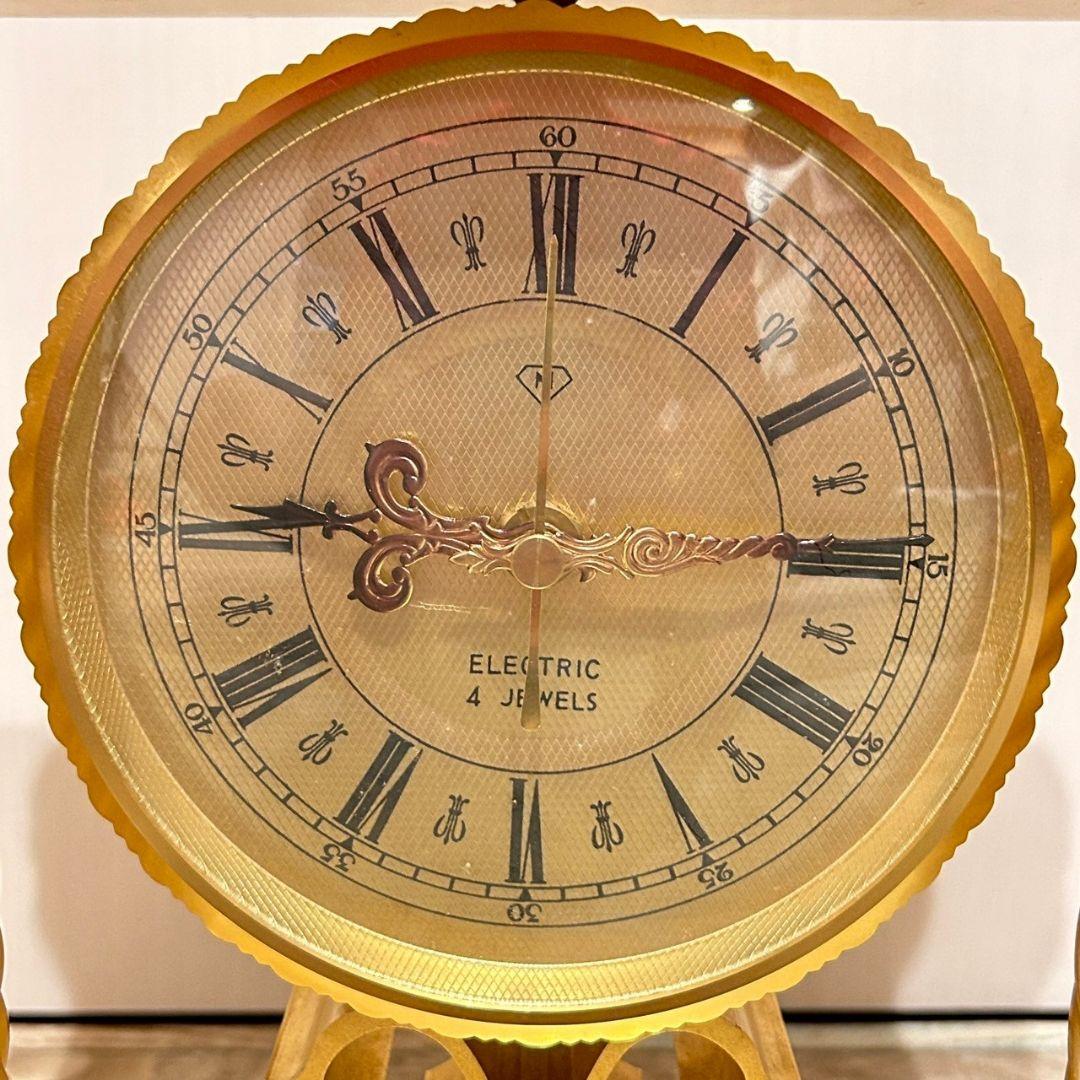 希少 日本美術時計 Nマーク 置き時計 ELECTRIC 4 JEWELS 金色 - メルカリ