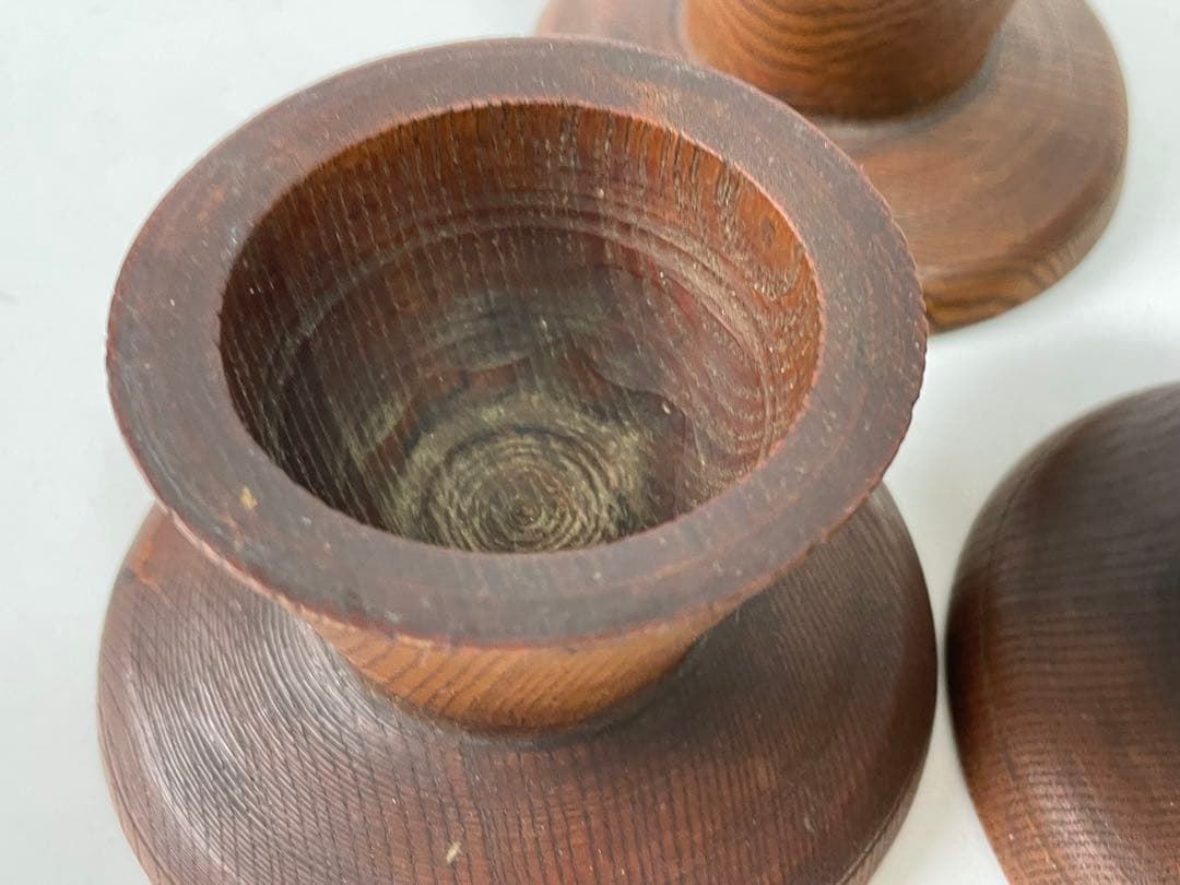 骨董 アンティーク 李朝 木彫 台皿 高足皿 3点 台座 朝鮮骨董