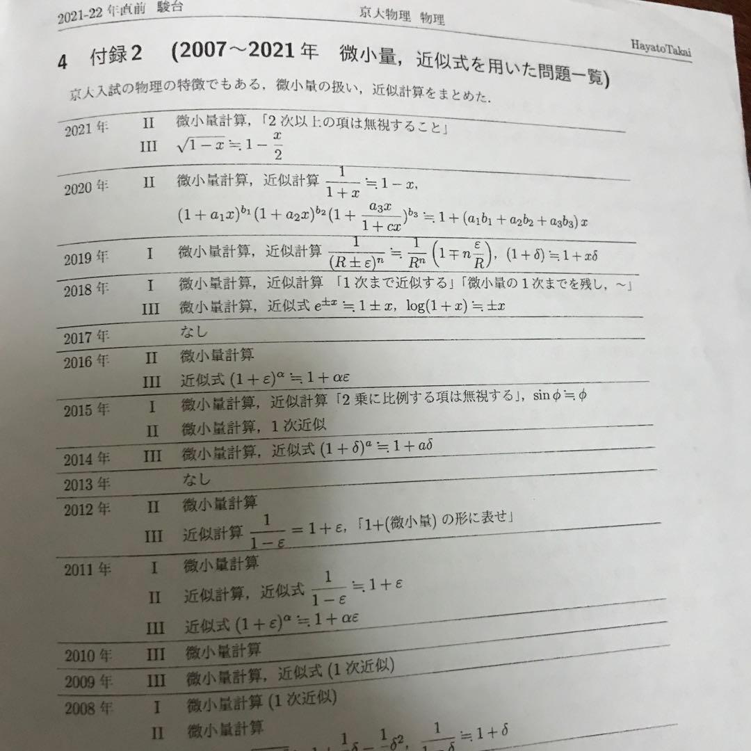 駿台 京大プレ物理 高井隼人 奇数年度 テスト 板書 プリント - メルカリ