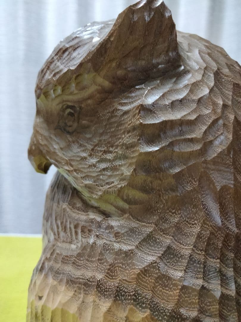 青山作 木彫 フクロウの置物 北海道洞爺湖 民藝 - メルカリ
