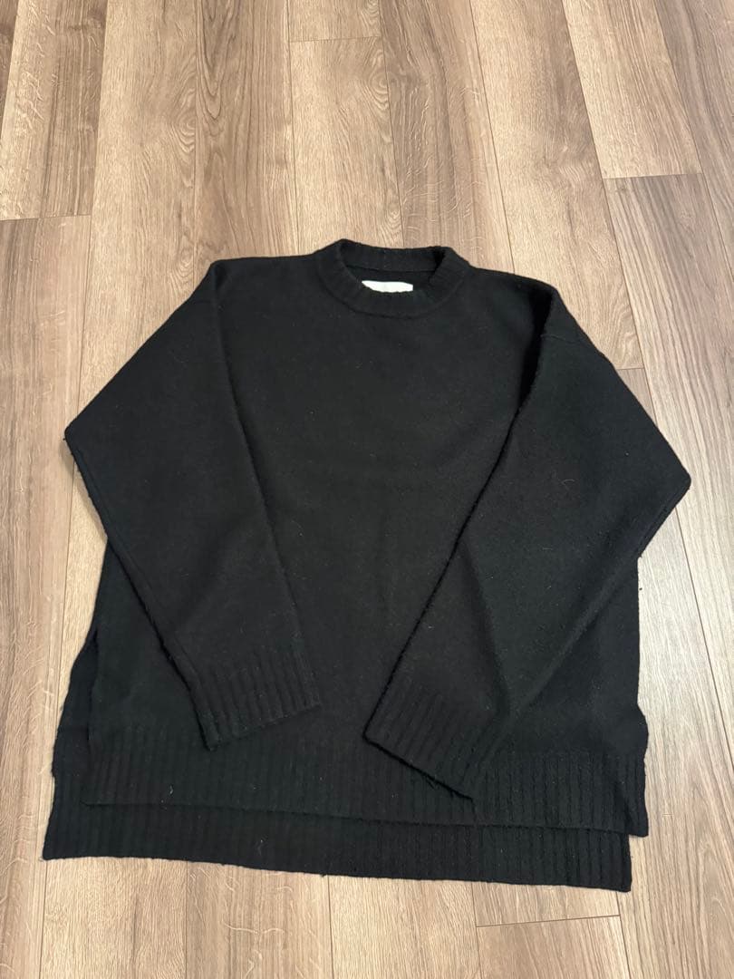 【タグあり】JIL SANDER Side Slit Wool Crewneck Jil Sander サイドスリット ウールセーター | ブラック | FARFETCH JP