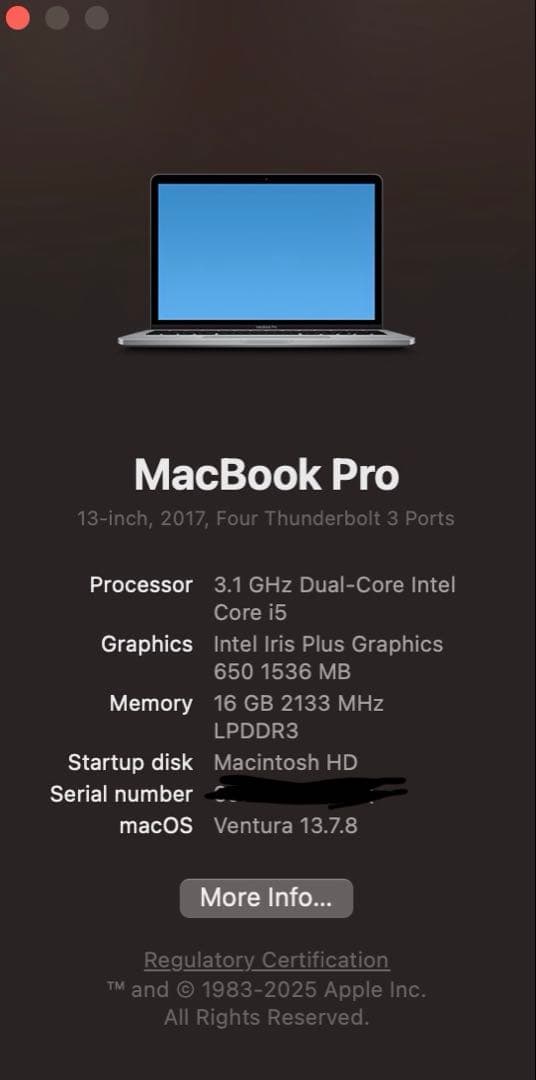 MacBookPro 2017 3.1GHzi5 16GB 512GB US配列