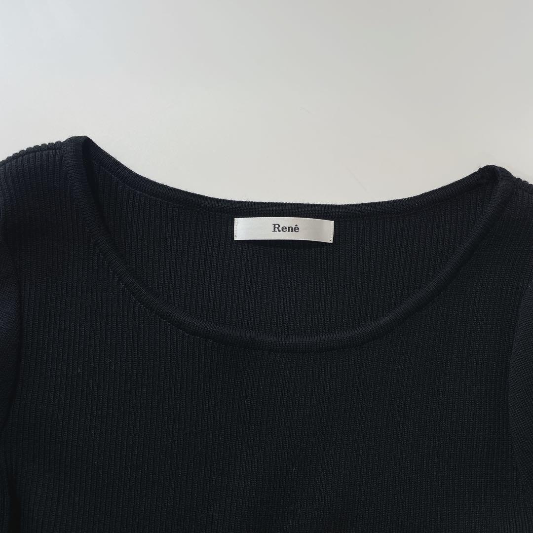 極美品✨ ルネ カシミヤ混 リブニット フレア ドッキングワンピース S