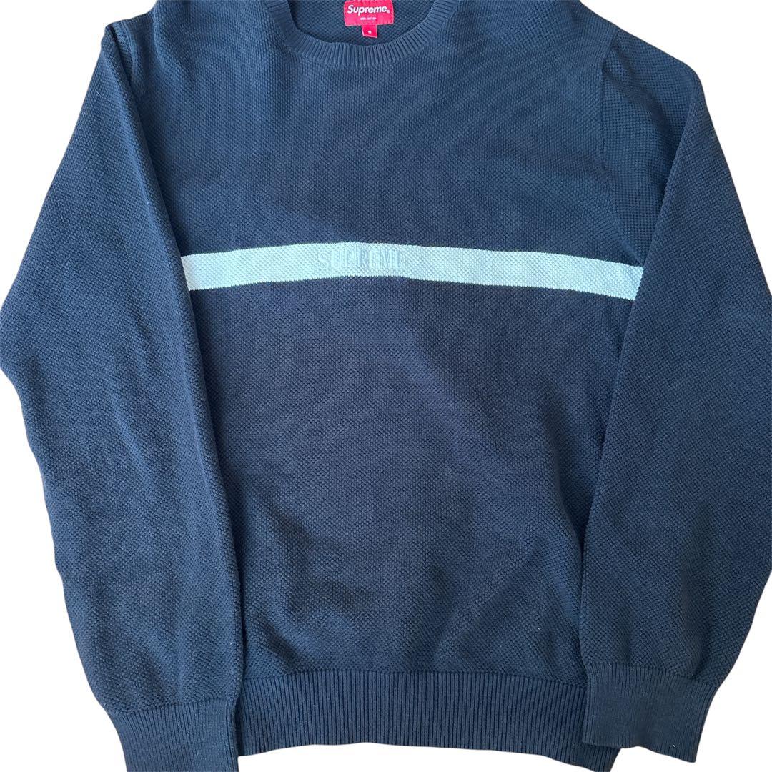 美品Supreme Chest Stripe Sweater FW18 ブラック - メルカリ