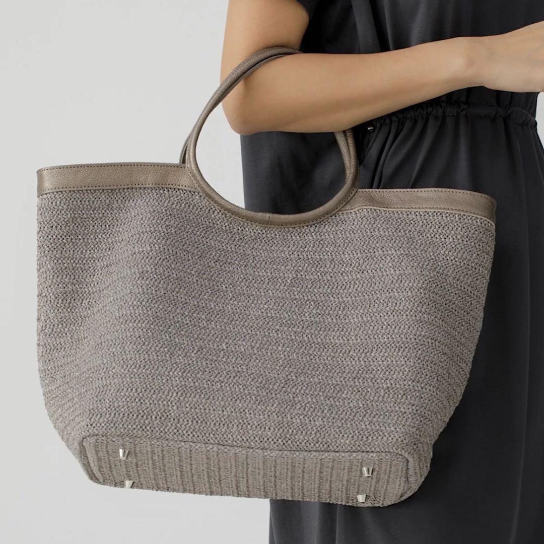 未使用級】LiSA LiSA リサリサ芦屋 かごバッグ a4 グレー シルバー