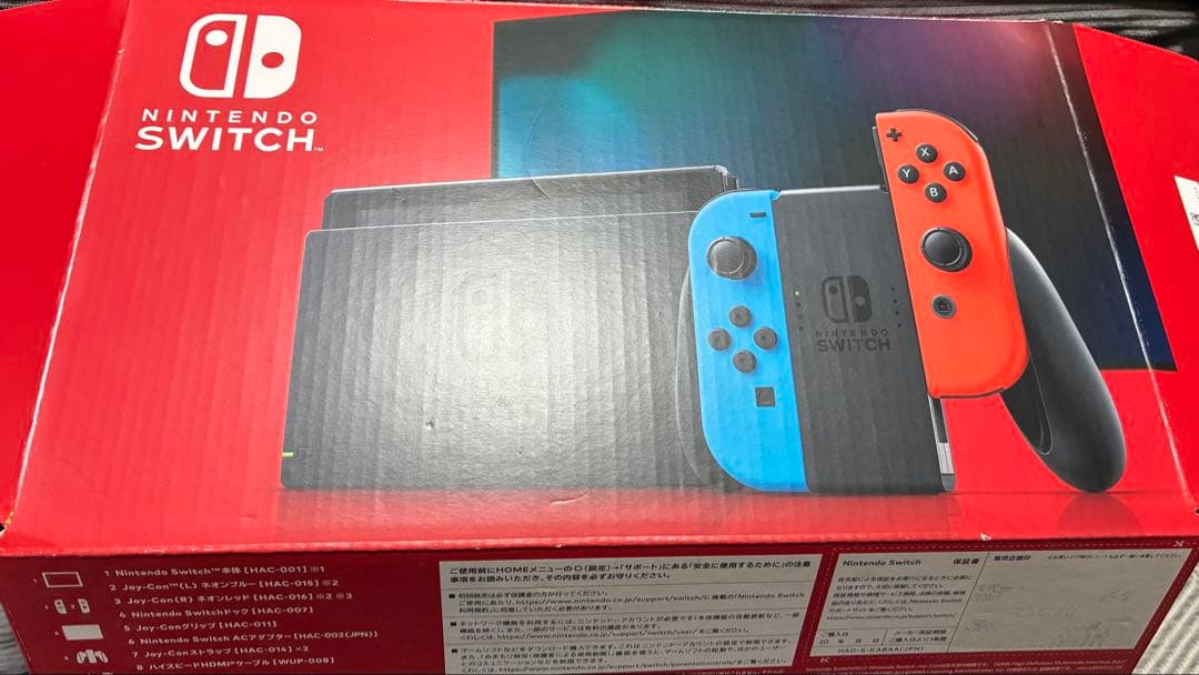 Nintendo Switch 本体 青/赤 Joy-Con付き箱付き Nintendo Switch Console, Neon Blue and Neon Red Joy Con Bundle, JP
