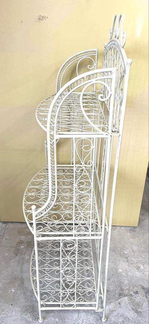 アンティーク風 プランターラック 鉢ラック 折りたたみ アイボリー系