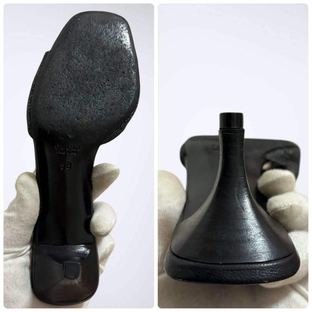 良品✨ GUCCI グッチ GG サンダル ミュール ヒール ブラック 23㎝